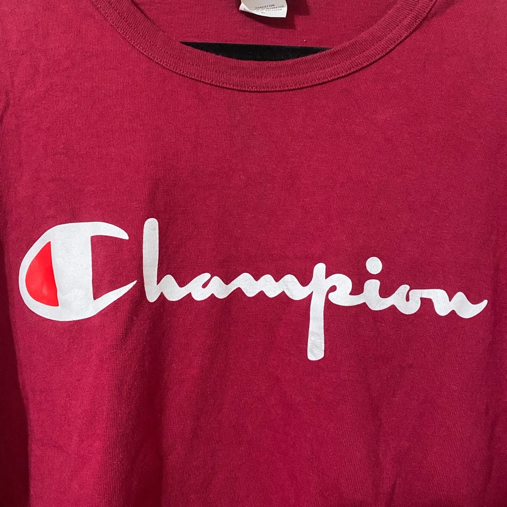 Champion big logo burgundy men’s classic t shirt